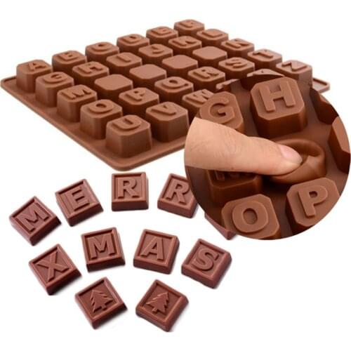 30Grids Silicone Chocolate Mold 26 English Letters 4 Whiteboard Pastry Fondant Mould Candy Soap Ice Cube Tray DIY Baking Tools