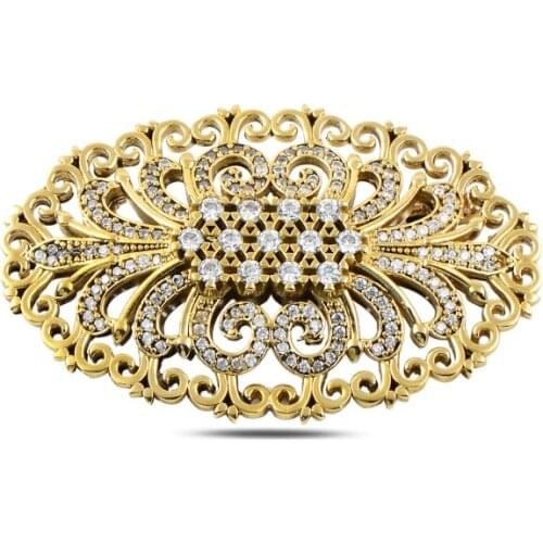 Silverlina Silver Zircon Stone Authentic Brooch