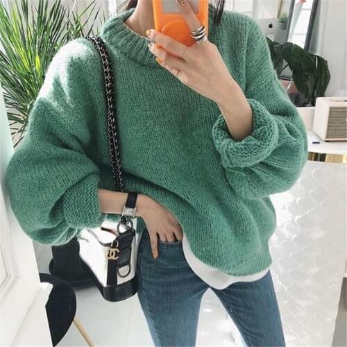 Sweater Women 2020 Autumn Winter Solid O Neck Pullover Sweaters Korean Style Knitted Long Sleeve Jumpers Casual Tops