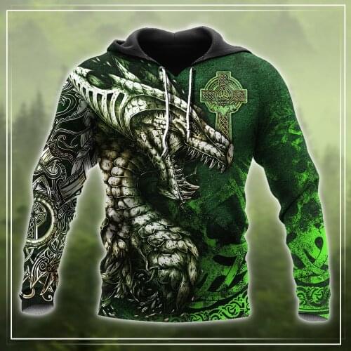 Green Celtic Dragon Tattoo 3D All Over Print Hoodie For Men/Women Harajuku Fashion hooded Sweatshirt Casual Jacket Pullover D606