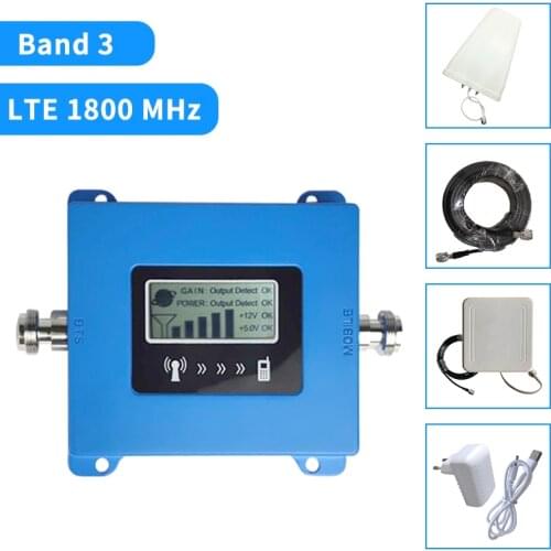Fullset DCS 1800MHZ GSM 1800 2g 4g LTE Cell Phone Signal Repeater Booster Mobile Phone Signal Amplifier + Indoor Outdoor Antenna