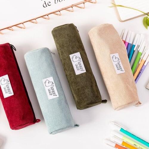Sandro literary and artistic corduroy pencil case ins creative simple pencil case student storage stationery bag pencil case