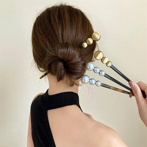 Women Fashion Imitation Big Pearls PVC Hairpins Hair Ornaments Bridal Hair Accessories Wedding Party Hairstyle Design Tools