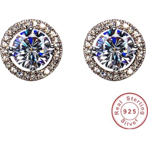 Tennis Lab Diamond Stud Earring 100% original 925 sterling silver Bijou Party Wedding Earrings for Women Bridal Jewelry Gift