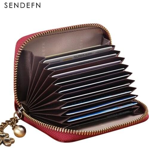 SENDEFN Women Card Holder Brand Quality Lady Mini Coin Purse Grils Cardholder For ID Card Package Bag Photo(Red/Black/Blue)