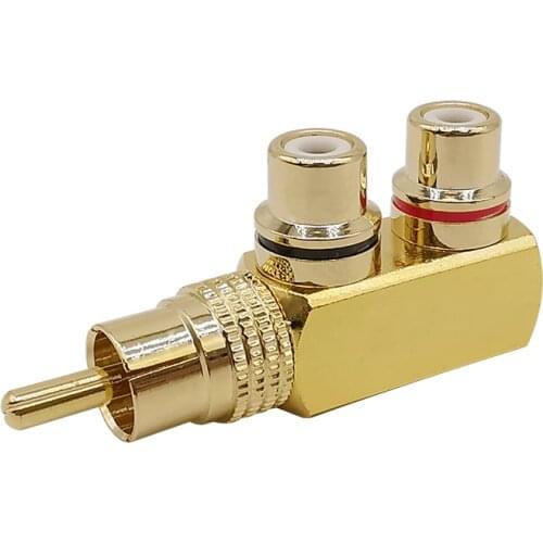 1Pcs Gold Plated Copper RCA Male to 2 RCA Female AV Audio Video Adapter AV Audio Video Splitter Connector