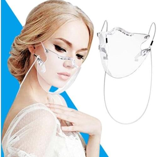 1Pcs Transparent Face Mask with Lanyard Reusable Durable Dust-proof Anti-smoke Plastic Facial Mask Kitchen Daily Tools