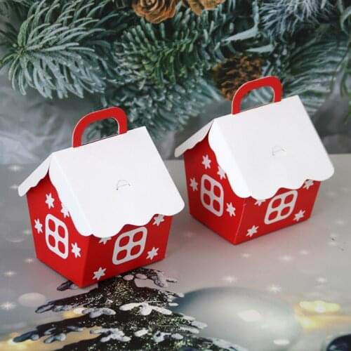 10pcs Christmas Candy Box Bags Santa Claus Gift Box DIY Cookie Packaging Bag Merry Christmas Party Decoration New Year Kids Gift