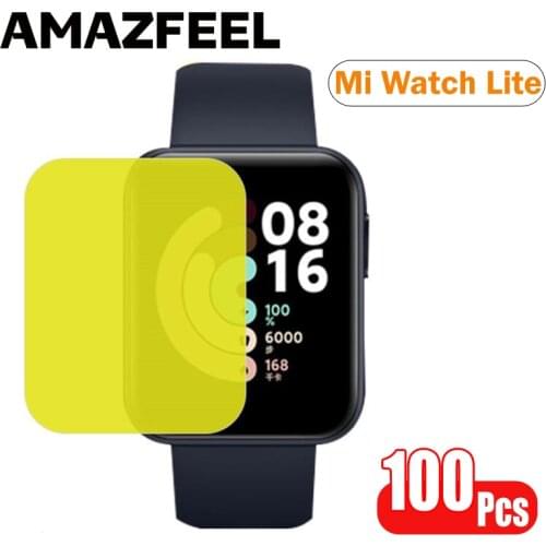 100Pcs/Pack Films Mi Watch Lite Screen Protector Film For Xiaomi Mi Watch Lite Smart Watch HD Full Coverage Protective Films