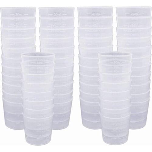30 Pack 30Ml Plastic Graduated Cups Transparent Scale Cups Clear Epoxy Mixing Cups