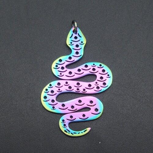 5pcs/lot 100% Stainless Steel Rainbow Snake DIY Charm Pendant Wholesale OEM Order Top Quality Bracelet Making Factory Prices