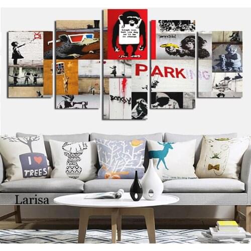 Bedroom Decor Prints Monkey Kids Wall Art Picture 5 Pieces Canvas Poster for Living Room Wall Decor