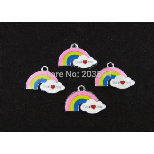 AE131 20pcs Mixed Enamel Alloy rainbow Charms Pendants DIY Jewelry Findings 19x27mm