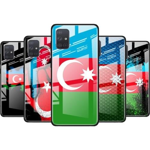 Azerbaijan Flag for Samsung Galaxy S21 Ultra A71 A51 4G 5G A91 A81 A41 A31 A21 A11 A01 Tempered Glass Phone Case