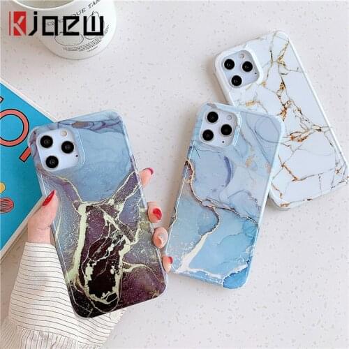 KJOEW NEW Fashion Marble Pattern Phone Case For iPhone 12 11 Pro Max X XR XS Max 7 8 Plus SE 2020 Shockproof Soft IMD Back Cover