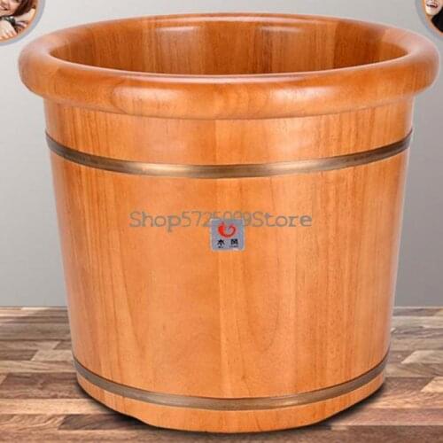 Foot Soaking Wooden Bucket Foot Bath Wooden Basin Over Leg Wooden Deep Foot Bucket Household Solid Wood Foot Therapy