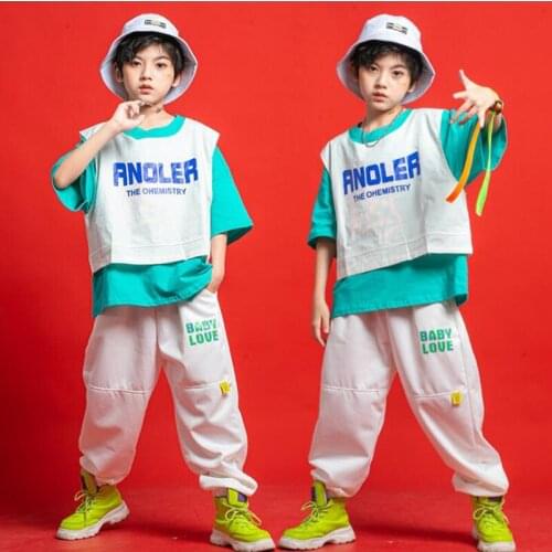 Kids Ballroom Hip Hop Clothing Outfit Sleeveless Top Vest T Shirt Streetwear Cargo Pants for Girl Boy Dance Costume Clothes Set