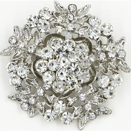 DHL FEDEX FREE SHIPPING VINTAGE STYLE RHODIUM PLATED ALLOY CLEAR CRYSTAL RHINESTONE WEDDING BROOCH CHEAP WHOLESALE