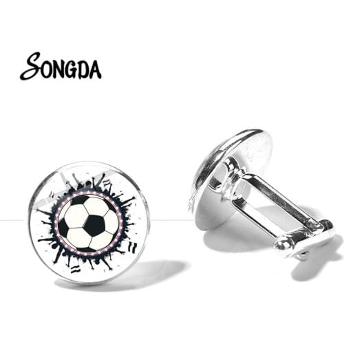 Hot Sale Creative Football Cufflinks 4 Styles Sport Series Glass Gem Cuff Links Men Boy Soccer Team Souvenir Collect Gift