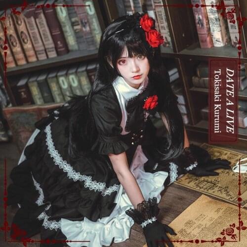 New Anime Date A Live Tokisaki Kurumi Cosplay Costume Five Years Ago Black Dress Carnival Halloween Party Costumes for Women