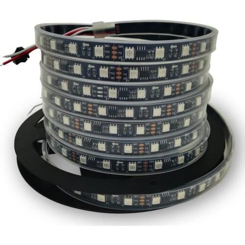 WS2811 strip led lamp 5m waterproof rgb tape 5050 rgb 30 60 led/m 12v ws2811 1903, 5V ws2812 ws2812b led strip black/white pcb