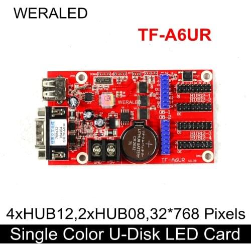 LongGreat Hot Selling TF-A6UR USB-DISK & Crossed Serial RS232 Ports Message Signboard LED Card,Compatiable with P4.75/P7.62/P10