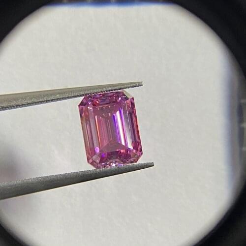 Mosangnai 10x8mm 4 Carat Emerald Cut Pink Diamond Moissanite Stone For Ring