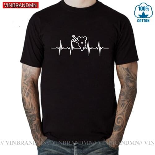 Koala Heartbeat For Koala Lover Print Mens T-shirt Casual Funny T Shirt For Male Tops Tee Hipster 2021 New Fashion Tshirt homme