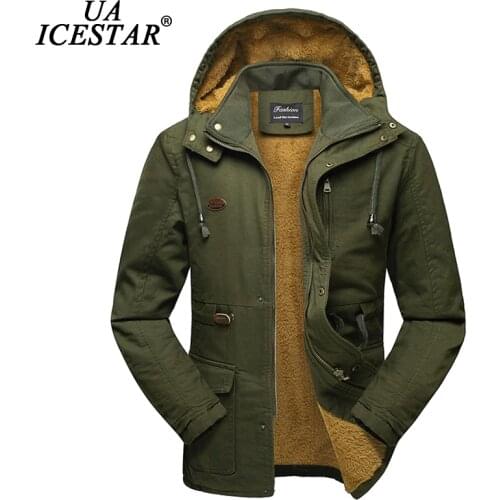 UAICESTAR Washed Cotton Winter Jacket Men 2020 New Fashion Casual Hooded Warm Men Parka Coat Windproof Military Mens Jackets