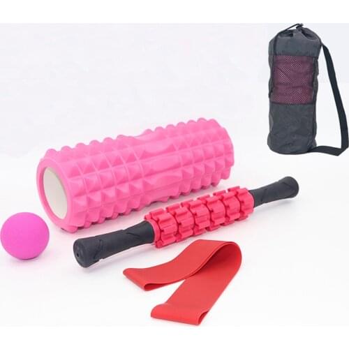 33*13cm Hollow Pilates Yoga Foam Column Yoga Six Gear Massage Stick Yoga Massage Ball Latex Elastic Tention Band Belt Set