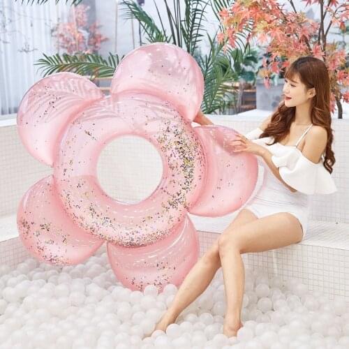 140cm Inflatable Sunflower Swim Ring New Rose Gold Gittler Pool Floats Water Toys INS HOT Women Swim Circle for Beach Sea Party