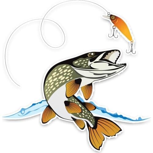 LLY-0470 Interesting Car Stickers Animal Fish Fishing Modeling Decal PVC Top Quality Waterproof Self-adhesive Cars Decals Decor