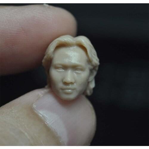 Unpainted 1/18 Wong Ka Kui Head Sculpt PVC Male Soldier Head Carving Fit 3.75‘’ JOYTOY ORI TOY Action Figure Body
