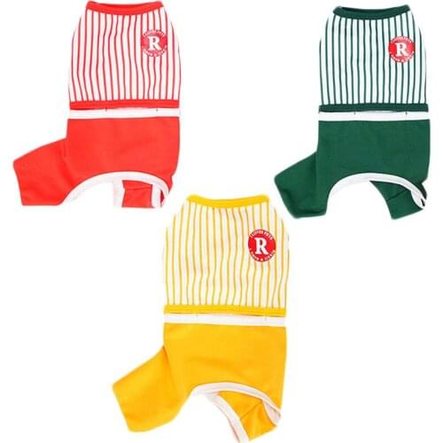 Strips Dog Clothes Pet Pajamas Summer For Small Dogs Chihuahua Tshirt Sport Tracksuit Jumpsuit Pyjamas Costume Overalls Clothing