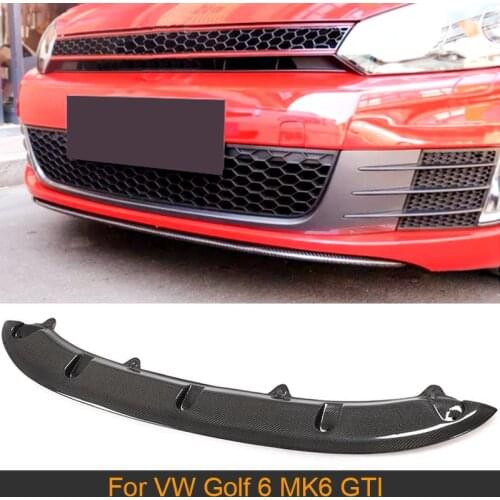 Carbon Fiber Front Bumper Lip Spoiler For Volkswagen VW Golf 6 MK6 GTI 2010 - 2013 Car Front Bumper Lip Chin Spoiler Black FRP