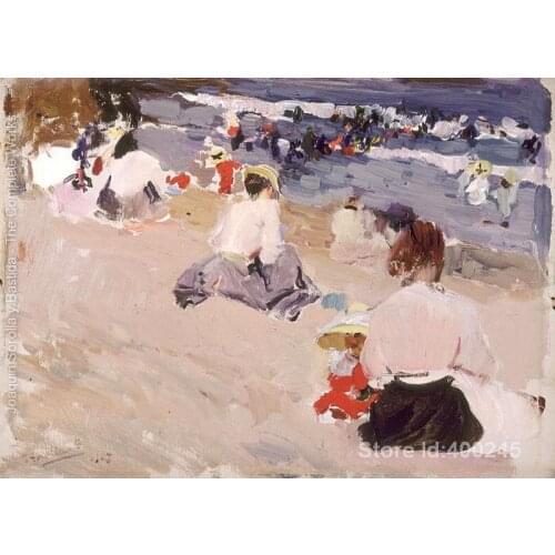 Landscape beach People Sitting on the Beach Joaquin Sorolla y Bastida oil painting on canvas Handmade High quality