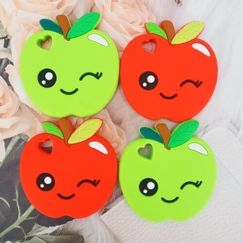 Chenkai 5PCS Silicone Apple Teether Toys Chewable Fruits Shape Products Nursing Gift Accessory BPA free