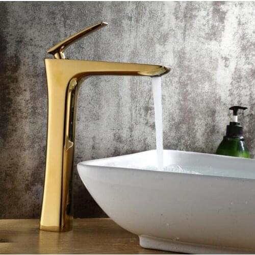 Vidric Basin Faucet Gold Basin Mixer Brass Crane Bathroom Faucets Hot and Cold Water Mixer Tap Contemporary Mixer Tap torneira