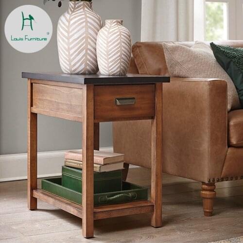 Louis Fashion American Living Room Bedroom Solid Wood Modern Few Bedside Cupboards Small Square Tables