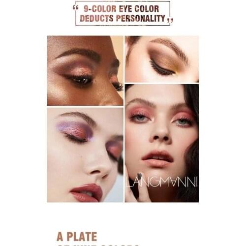 Student cheap makeup 9 square grid eyeshadow palette pearly matte lasting non-flying powder wish