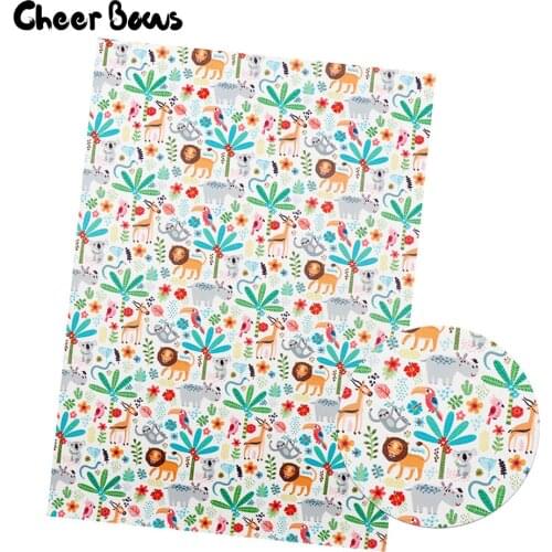 Synthetic Leather Fabric Lions Printed Faux Leather Cute Ballet Cat Sheets For Bows Making DIY Hair Accessories Crafts Materials