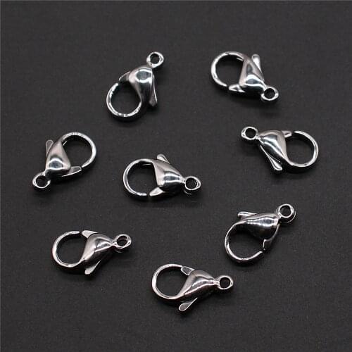 30pcs 12mm 10mm Stainless Steel Lobster Clasp For Necklace Bracelet Making Lobster Clasp For Jewelry Making Jewelry Accessories