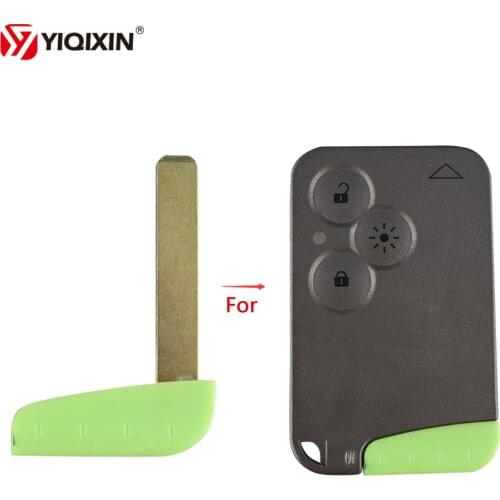 YIQIXIN Remote Car Key Shell Cover Insert Uncut Blade Fit For Renault Laguna Espace Green Key Blade Smart Card Key Case Blade