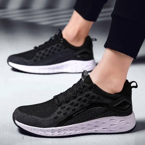 ZEEKSON Breathable Sports Mens Shoes Korean Version of Simple Mesh Running Shoes Fashion Fly Line Casual Mens Running Shoes