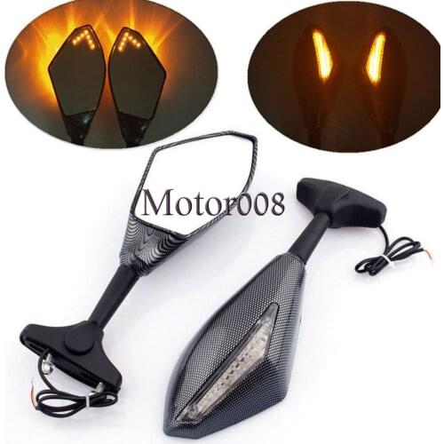 Motorcycle Carbon Integrated Turn Signal Mirrors Side Rearview Mirror Front LED For Honda CBR 600 F4i 929 954 RR F1 F2 Hurrican