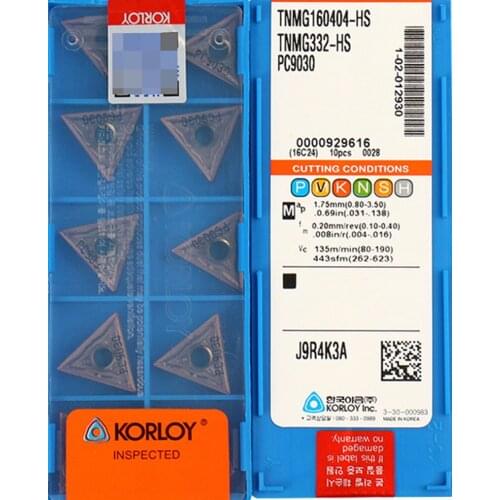 100% original TNMG160404-HS TNMG160408-HS PC9030 50pcs KORLOY Carbide insert Processing: stainless steel