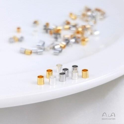 18k gold plating Copper Plated Real Gold Platinum Sterling Silver Color Positioning Tube DIY Clip Flat Fixed Ending Ball 100PCS