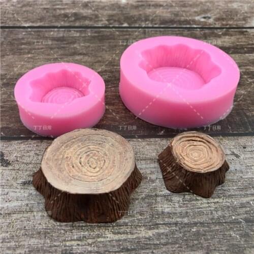 2Pcs Wooden Stump Silicone Fondant Cake Mold Soap Candle Candy Chocolate Decoration Baking Gumpaste Sugarcraft Kitchen Tool