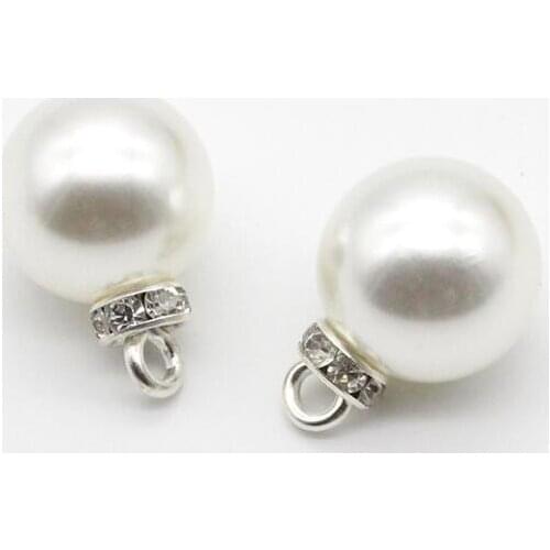20pc High-grade pearl buttons 10mm silver diamond pearl sweater jeans button headdress pendant sewing accessories DIY