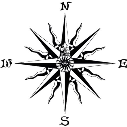 20cm*20cm NSWE Rose Compass Fashion Vinyl Car-styling Decal Black/Silver Car Stickers S6-3526